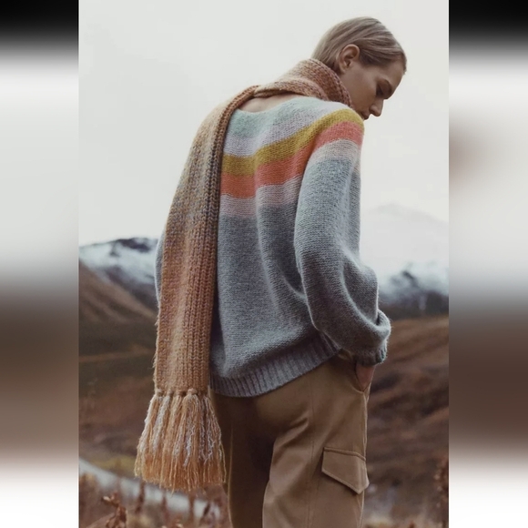 ANTHROPOLOGIE Colleen Pullover Alpaca Wool Blend Sweater Medium Rainbow Gray - Picture 3 of 15